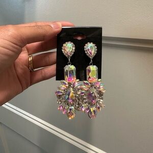 Iridescent Crystal Drop Earrings